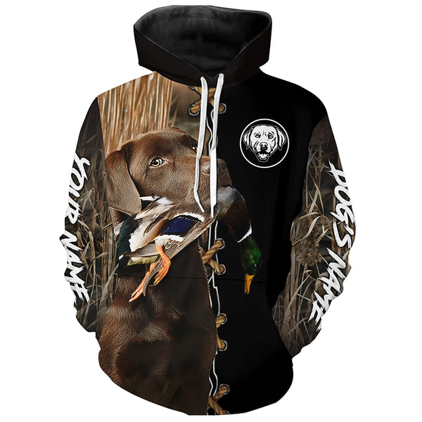 Chocolate Labrador Retriever Hunting Dog Custom Name Hoodie Shirt for Hunter FSD4687