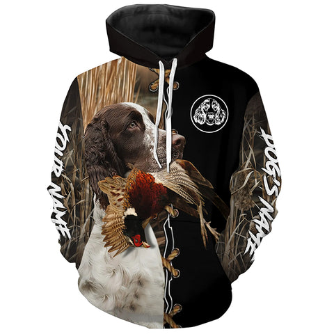 English Springer Spaniel Hunting Dog Custom Name Hoodie Shirt for Hunter FSD4689