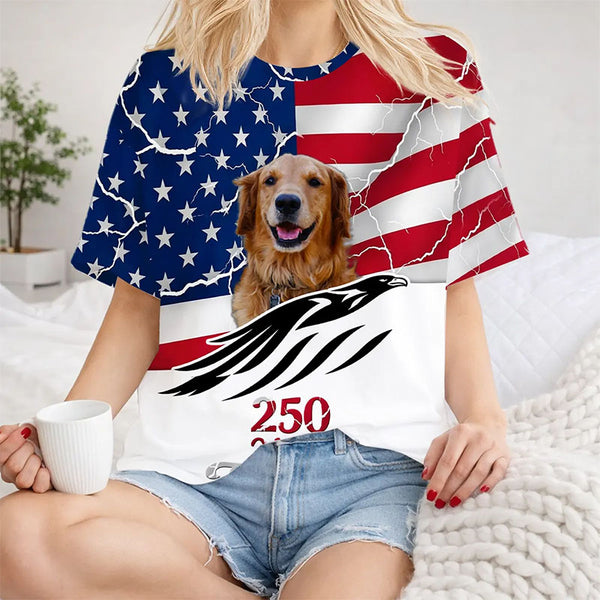 American Flag Custom Dog Shirt – Patriotic Freedom Tribute with Dog | FSD4793