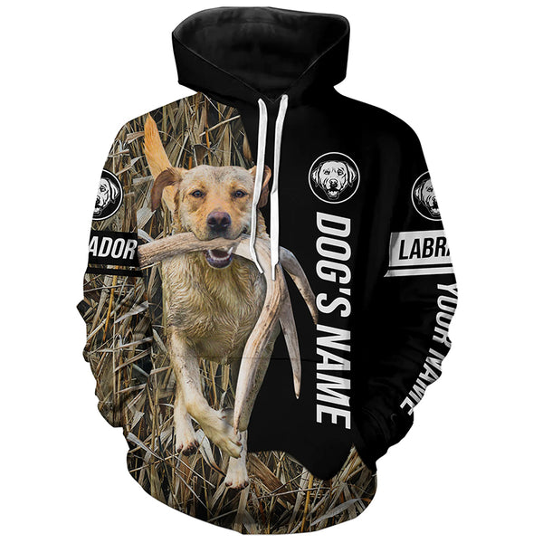 Yellow Labrador Retriever Hunting Dog Customized Name Camo Shirts for Hunters FSD4668