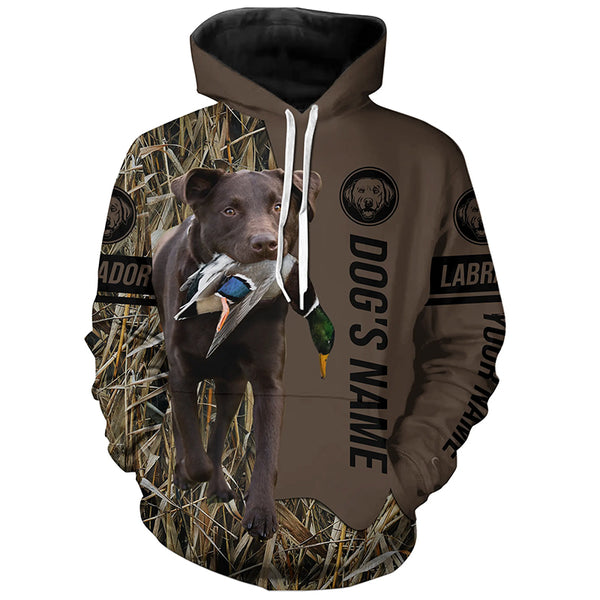 Chocolate Labrador Retriever Hunting dog customized Name Shirt, camo and brown color FSD4671