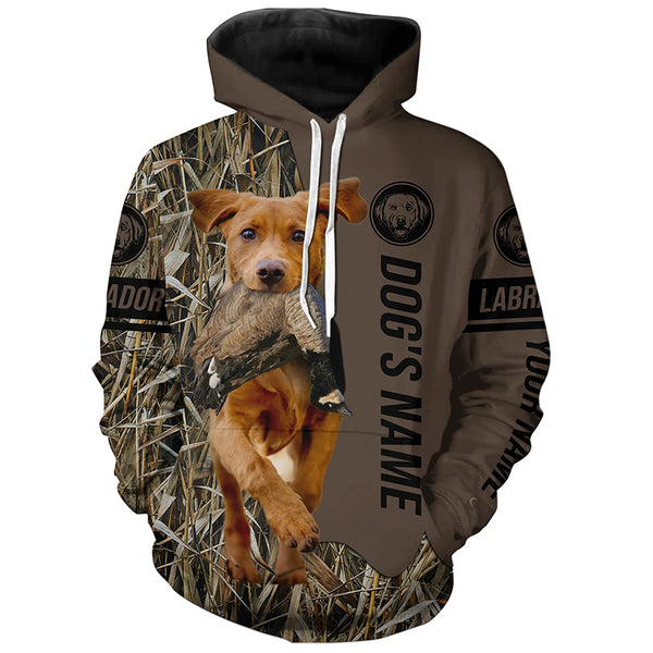 Fox red Labrador Retriever Hunting dog customized Name Shirt, camo and brown color FSD4679