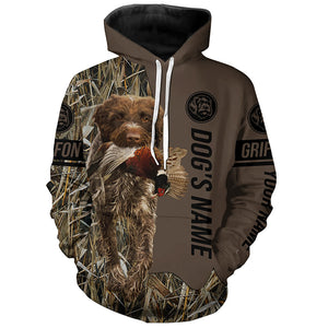 Wirehaired pointing griffon Hunting dog customized Name Shirt, camo and brown color FSD4681