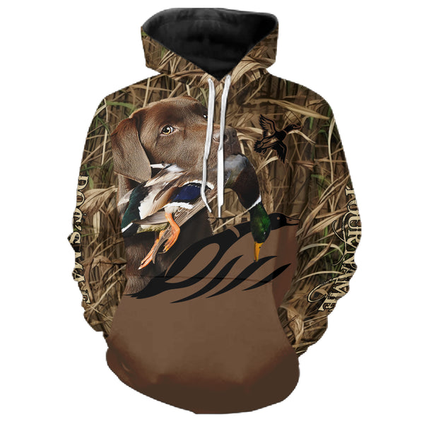 Duck Hunting Waterfowl camo Custom Name Shirts with many Hunting Dogs to Choose FSD4760