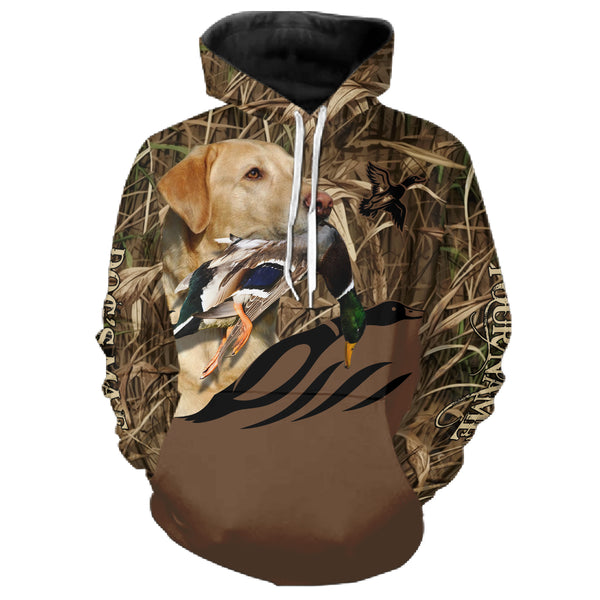 Duck Hunting Waterfowl camo Custom Name Shirts with many Hunting Dogs to Choose FSD4760