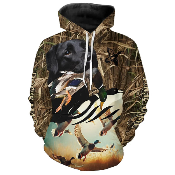 Duck Hunting Waterfowl camo Custom Name Shirts with many Hunting Dogs to Choose FSD4761