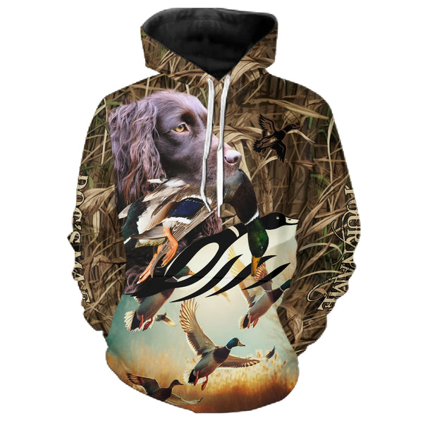 Duck Hunting Waterfowl camo Custom Name Shirts with many Hunting Dogs to Choose FSD4761