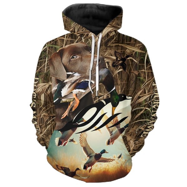 Duck Hunting Waterfowl camo Custom Name Shirts with many Hunting Dogs to Choose FSD4761