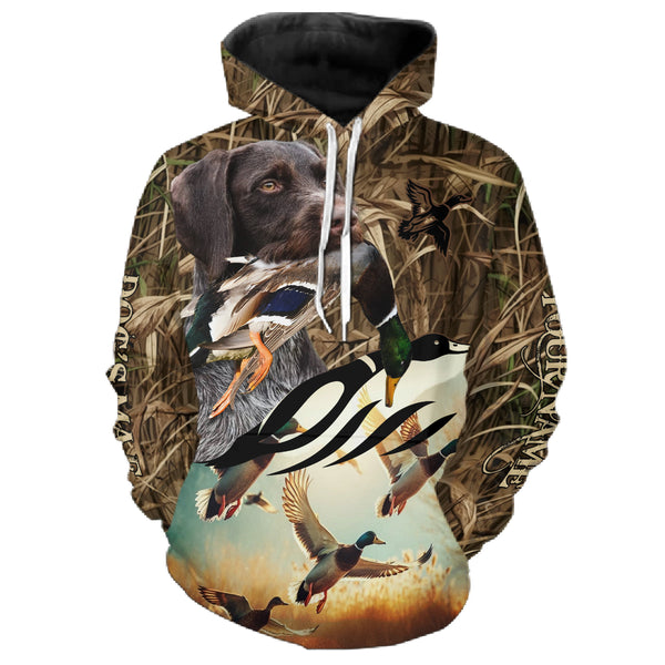 Duck Hunting Waterfowl camo Custom Name Shirts with many Hunting Dogs to Choose FSD4761