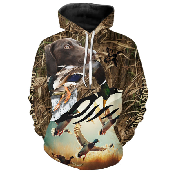 Duck Hunting Waterfowl camo Custom Name Shirts with many Hunting Dogs to Choose FSD4761