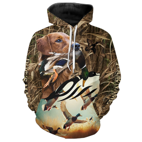 Duck Hunting Waterfowl camo Custom Name Shirts with many Hunting Dogs to Choose FSD4761