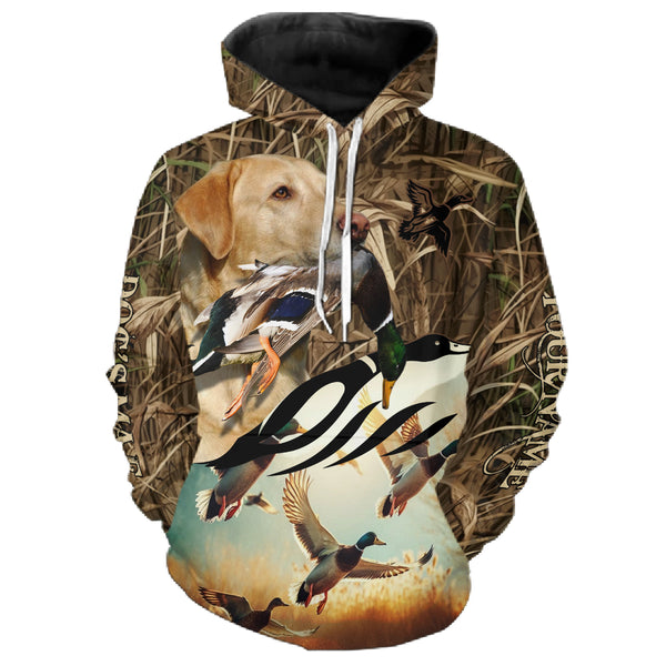 Duck Hunting Waterfowl camo Custom Name Shirts with many Hunting Dogs to Choose FSD4761