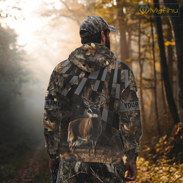 Deer Hunter Camo Hunting Hoodie For Men – Realistic Buck Design NHT334