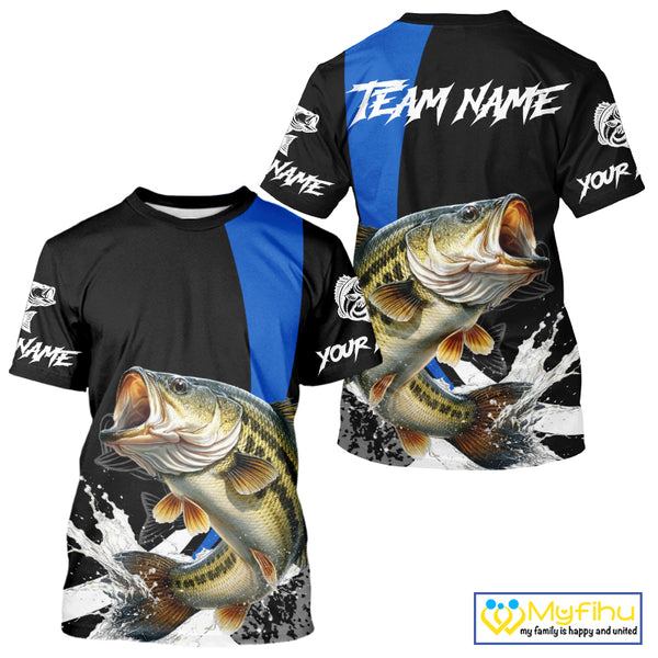 Personalized Bass Fishing Jersey, Bass Fishing T-Shirts Fishing Apparel For Men NHT872