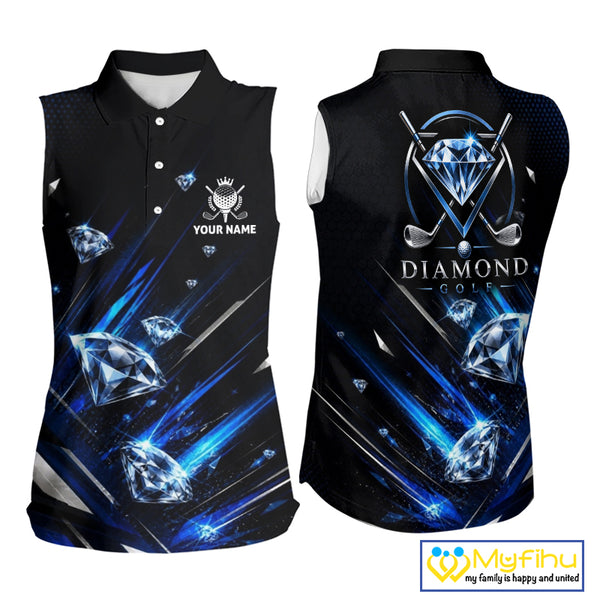 Funny Sleeveless Womens Diamond Golf Polo Shirt –  Performance Golf Shirt,  Golf Top NHT878