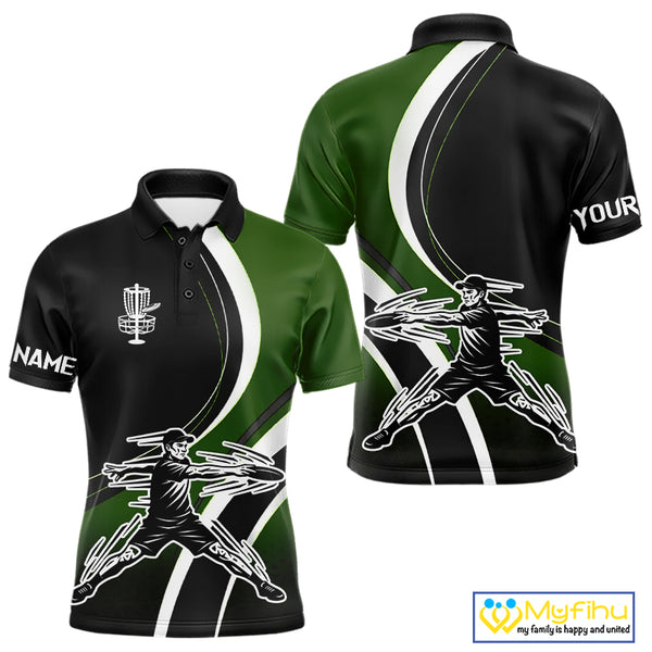 Green Mens Disc Golf Polo Shirt Customized Disc Golf Shirts For Men Disc Golfing Gifts NHT895
