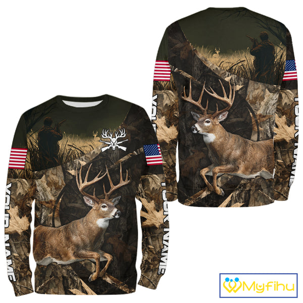 Whitetail Deer Hunting Shirt, Best Gifts for Deer Hunters, Hunting Hoodie For Men NHT351