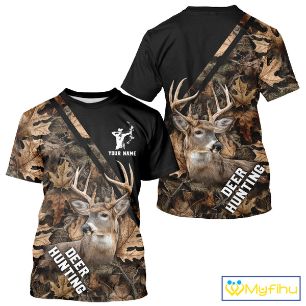 Deer Hunting Camo Custom Name 3D All Over Print Hoodie Basic Brown, Deer Hunting Season NHT352