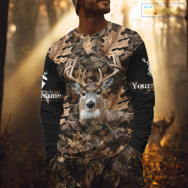Deer Hunting Hunting Camo Brown Black Customize Name 3D All Over Printed Shirts NHT301