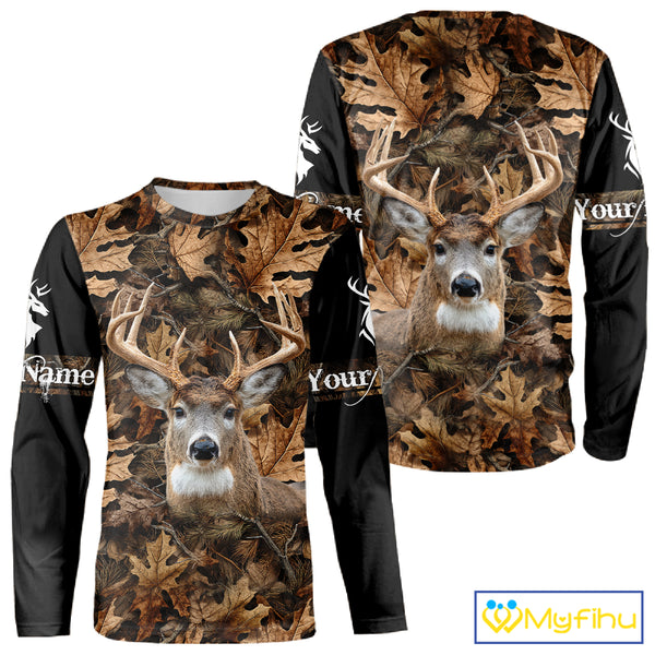 Deer Hunting Hunting Camo Brown Black Customize Name 3D All Over Printed Shirts NHT301