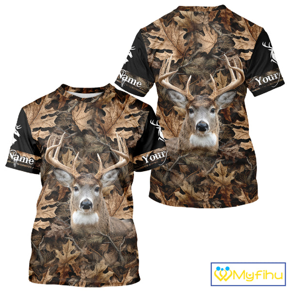 Deer Hunting Hunting Camo Brown Black Customize Name 3D All Over Printed Shirts NHT301