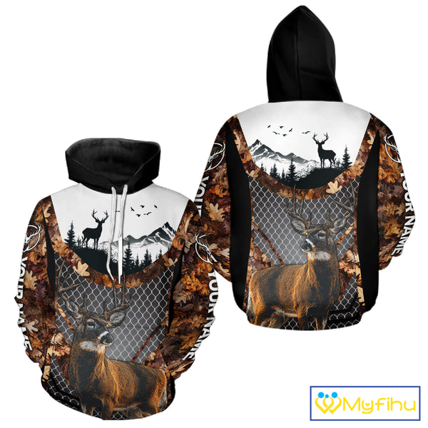 Whitetail Deer Hunting Custom Name Camo Hoodie, Best Deer Hunting Gift For Men NHT368