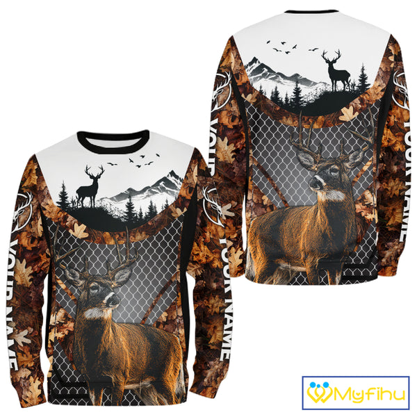 Whitetail Deer Hunting Custom Name Camo Hoodie, Best Deer Hunting Gift For Men NHT368