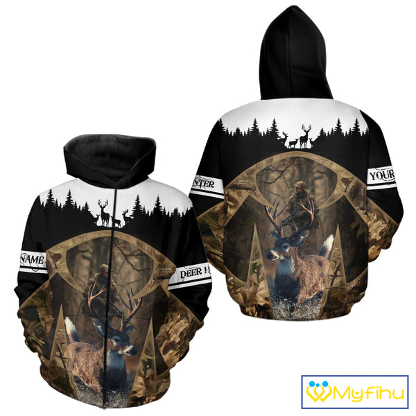 Whitetail Deer Hunting Season Shirt 3D Forest Scene Camo Best Hunting Gift For Hunters NHT48