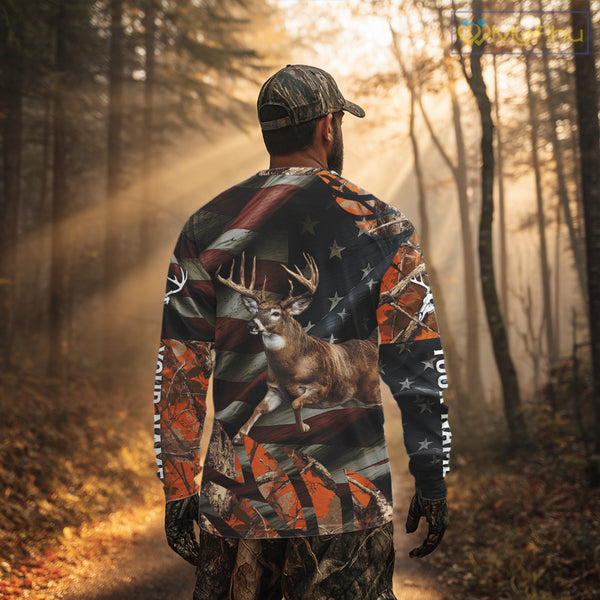 Deer Hunting US Flag 3D All Over Print Shirts, Personalized Hunting Gifts For Deer Hunters NHT316