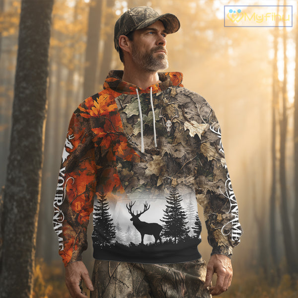 Deer Hunting Orange Camo Forest Custom Name 3D All Over Print Shirts Personalized NHT320