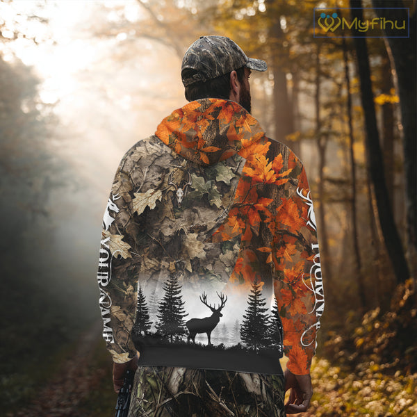 Deer Hunting Orange Camo Forest Custom Name 3D All Over Print Shirts Personalized NHT320