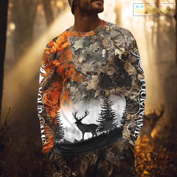 Deer Hunting Orange Camo Forest Custom Name 3D All Over Print Shirts Personalized NHT320