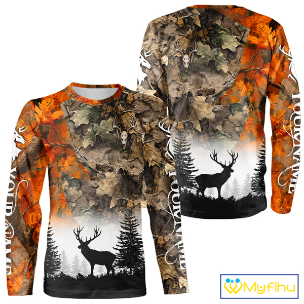 Deer Hunting Orange Camo Forest Custom Name 3D All Over Print Shirts Personalized NHT320
