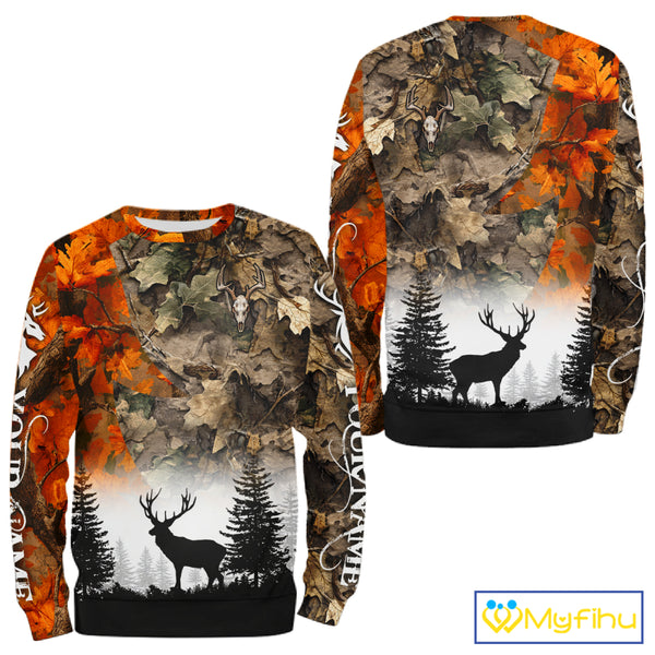 Deer Hunting Orange Camo Forest Custom Name 3D All Over Print Shirts Personalized NHT320