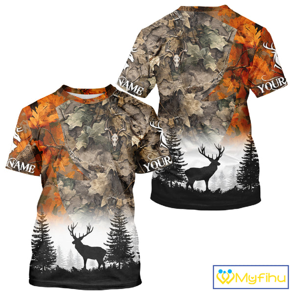 Deer Hunting Orange Camo Forest Custom Name 3D All Over Print Shirts Personalized NHT320