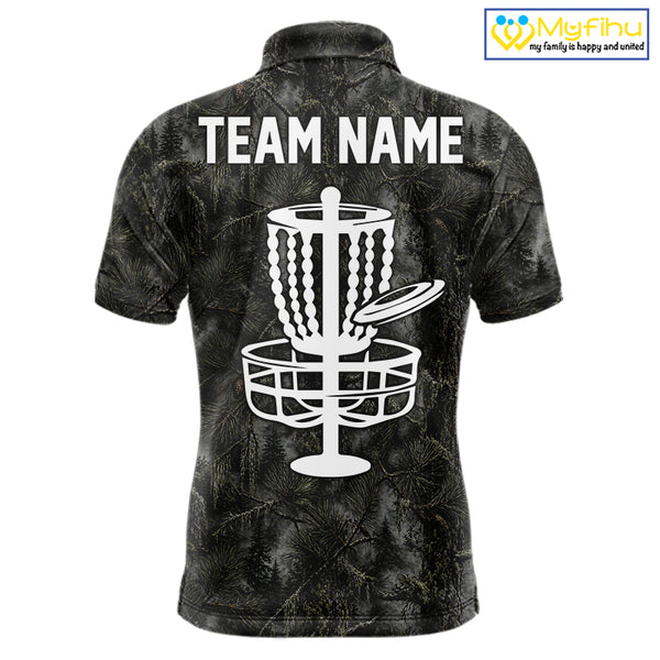 Camo Forest Disc Golf Polo Shirt Custom Name – Forest Camouflage Performance Polo Shirt NHT835