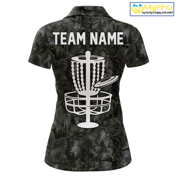 Camo Forest Disc Womens Golf Polo Shirt Custom Name – Forest Camouflage Performance Polo Shirt NHT835