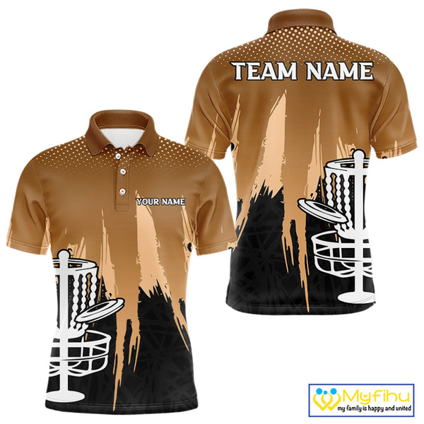 Mens Disc Golf Polo Shirts Custom Brown Gradient Grunge, Team Disc Golf Apparel Shirt NHT836