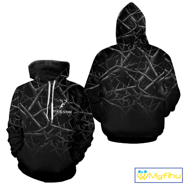 Best Deer Hunting Shirt Black Camo Customize Name 3D All Over Printed Shirts, Hunting Gift NHT82