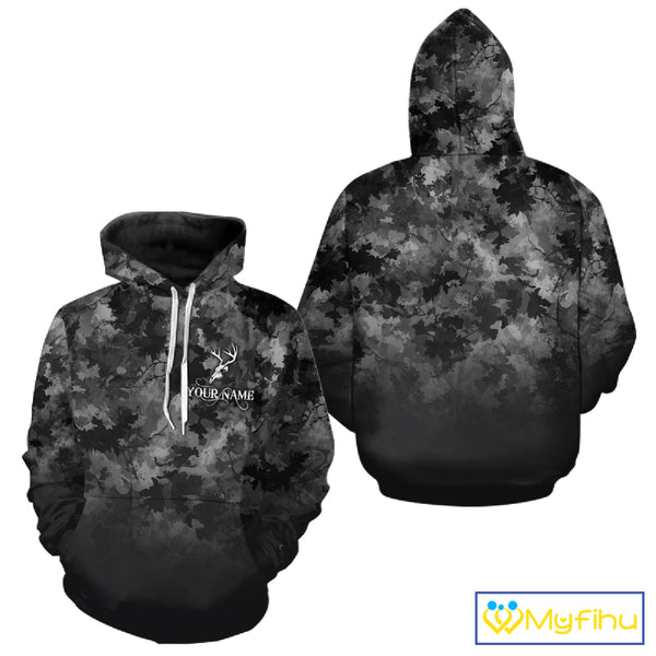 Best Deer Hunting Shirt Black Camouflage Custom Name 3D All Over Printed Shirts Hunting Gift NHT83
