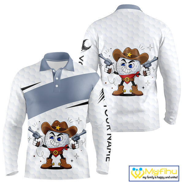 Funny Mens Golf Polo Shirts Custom Cowboy Golf Ball Golf Outfits, Best Golf Gifts NHT860