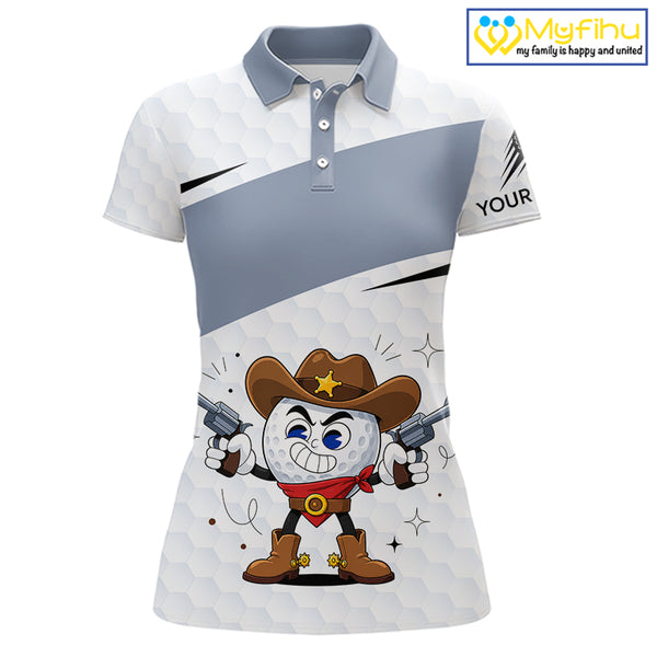Funny Womens Golf Polo Shirts Custom Cowboy Golf Ball Golf Outfits, Best Golf Gifts NHT860
