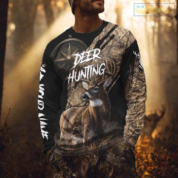 Custom Deer Hunting Shirt with Compass Design, Best for Hunting Season NHT287