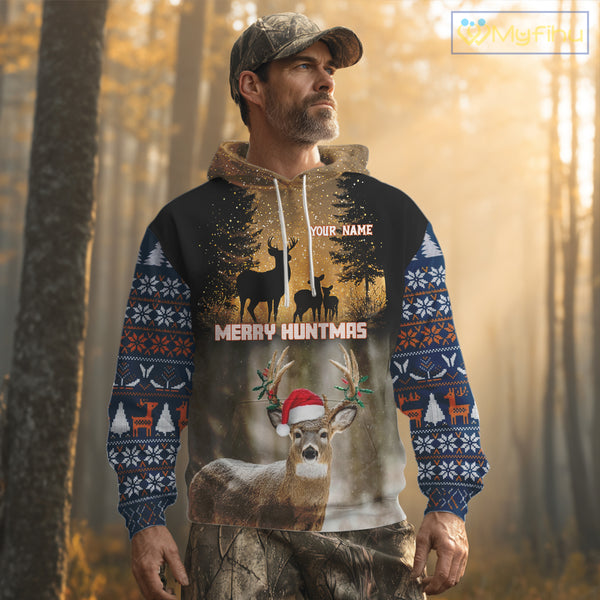 Personalized Huntmas Deer Hunting Shirt, Merry Huntmas Deer hunting Christmas Gifts NHT289