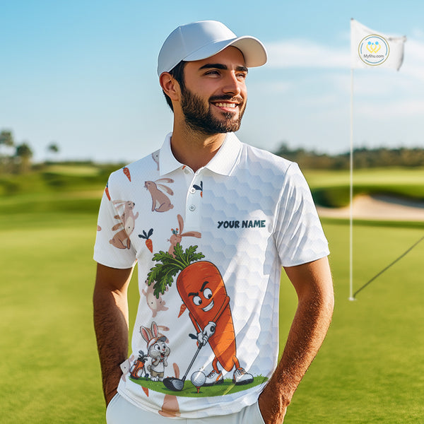 Rabbit Carrot Golf Polo Shirt Funny Golfer Bunny Custom Team Name Jersey NHT892