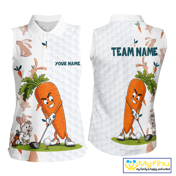 Rabbit Carrot Golf Polo Shirt Funny Golfer Bunny Custom Team Name Jersey NHT892
