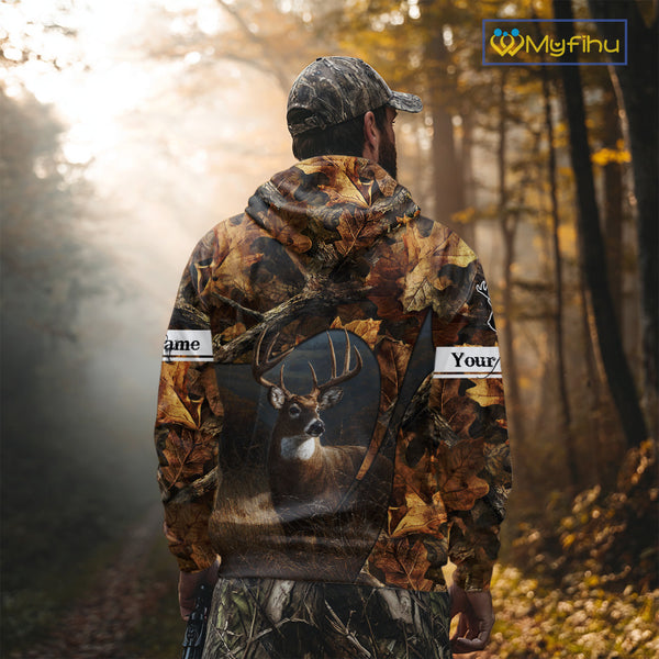 Season Deer Hunting Shirt Brown Camo Fall Pattern 3D Custom Name Clothes For Hunters NHT133