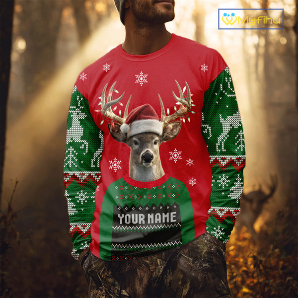 Merry Huntmas Deer Hunting Christmas Gifts, Personalized Huntmas Deer Hunting Shirt NHT307