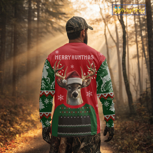 Merry Huntmas Deer Hunting Christmas Gifts, Personalized Huntmas Deer Hunting Shirt NHT307