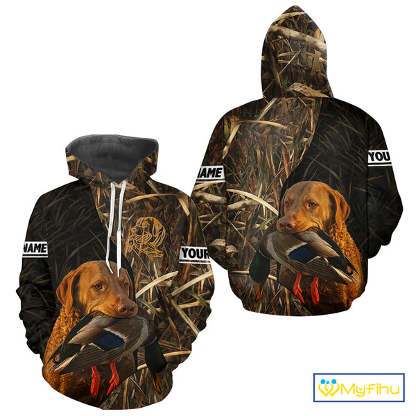 Chesapeake Bay Retriever Duck Hunting Dog Waterfowl Camo Full Printing Shirts, Hunting Gift NHT176